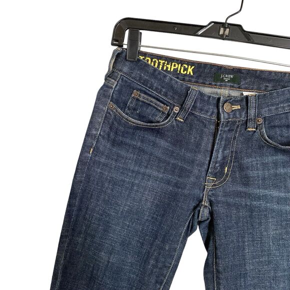J Crew Toothpick Stretch Crop Ankle Denim Jeans Womens Sz 26 Darker Skinny Slim - Picture 6 of 8